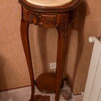 Tavolino porta vaso legno e marmo