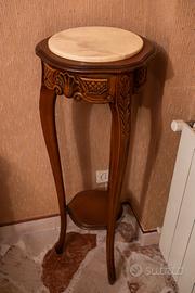 Tavolino porta vaso legno e marmo