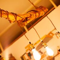 Lampadario sospensione in legno tronco di ulivo 