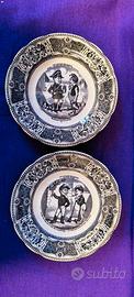 Coppia di piatti con vignetta umoristica francesi