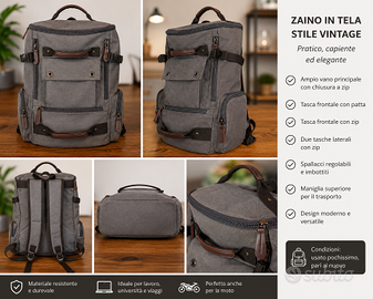 Zaino stile vintage in tela – Pari al nuovo