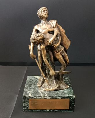 Scultura in ottone e marmo Verde Alpi - Primi '900