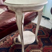 Tavolino Shabby tondo con doppio ripiano bianco