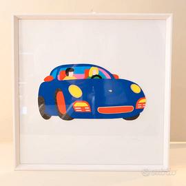 Serigrafia – Marco Lodola – Vettura blu – Cornice