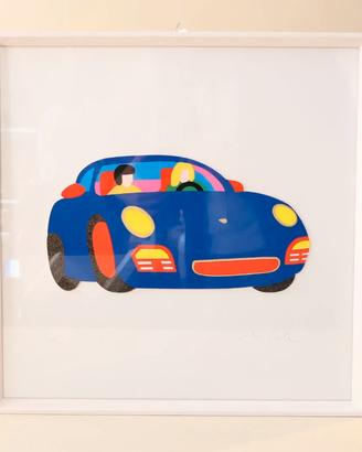 Serigrafia – Marco Lodola – Vettura blu – Cornice