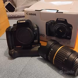 macchina fotografica Canon più obbiettivo Tamron 