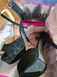 Sandali neri Tulipano n.38 tacco 16 cm con plateau