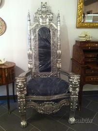 Trono Papale in legno Silver, seduta in stoffa Ner