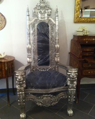 Trono Papale in legno Silver, seduta in stoffa Ner