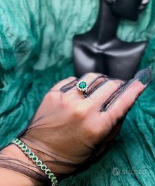 Bracciale Argento 925 con zirconi bianchi e verde