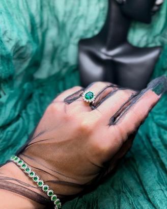 Bracciale Argento 925 con zirconi bianchi e verde