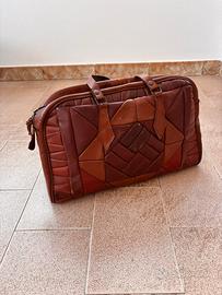 Borsa da Viaggio Vintage in Pelle Patchwork