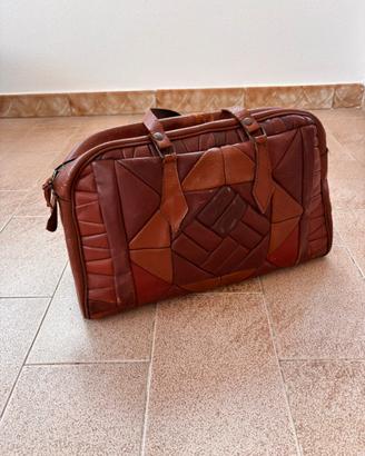 Borsa da Viaggio Vintage in Pelle Patchwork