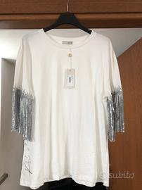 Maglietta donna con frange glitter