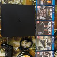 PS4 Slim 500 Gb + 5 giochi (COD)+ controller