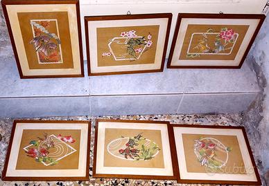 Set di sei stampe artistiche incorniciate