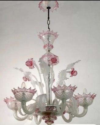 Lampadari Ca' Rezzonico vetro murano bianco/rosa