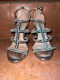 Sandali argento con tacco n°37