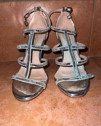 Sandali argento con tacco n°37