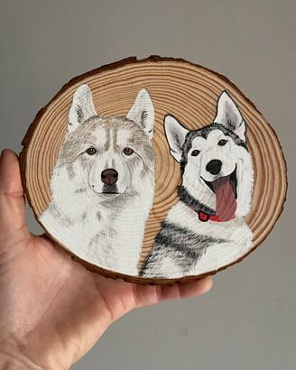 Ritratti personalizzati animali dipinti su legno