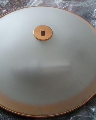 Plafoniera rotonda in ottone e vetro satinato