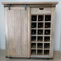 Mobile portabottiglie in legno di mango