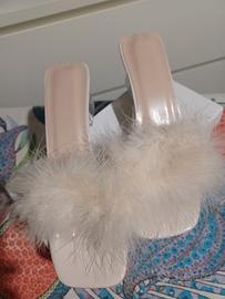 pantofole da sposa con peluche