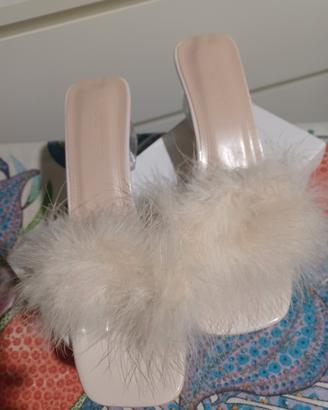 pantofole da sposa con peluche