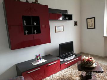 Soggiorno Moderno Design Rosso Lucido/Wengé