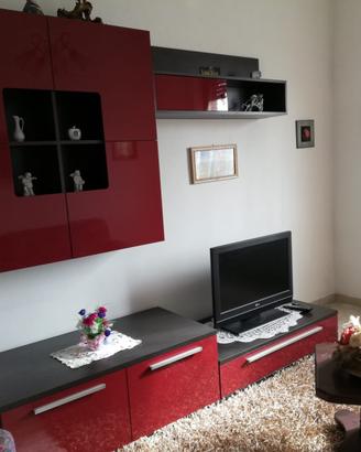 Soggiorno Moderno Design Rosso Lucido/Wengé