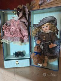 bambola bisquit  vintage in valigetta