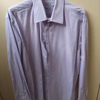 Camicia Uomo Cotone Bianca A Righe Lilla Taglia L