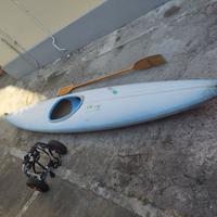 Kayak vintage Bifano vetroresina, pagaia, carrello