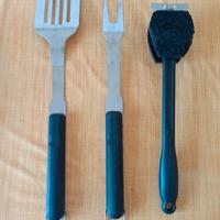 Set 3 utensili BBQ - Spatola, forchetta, spazzola