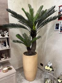 Pianta Cycas artificiale con vaso in ceramica.