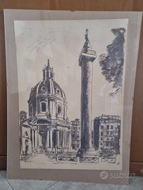 Stampa d'Arte Roma - Veduta Foro Traiano e Colonna