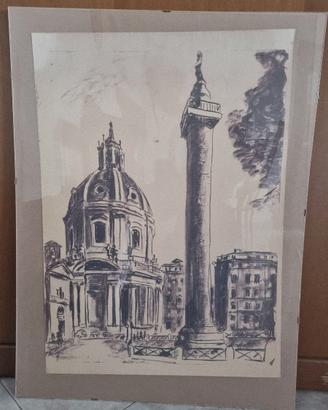 Stampa d'Arte Roma - Veduta Foro Traiano e Colonna
