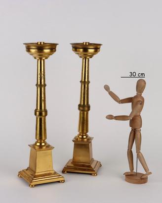 Coppia di Candelieri in Bronzo Dorato