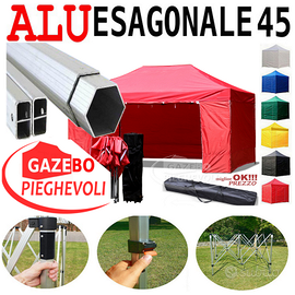 Gazebo 6x3 rosso alluminio pieghevole impermeabile