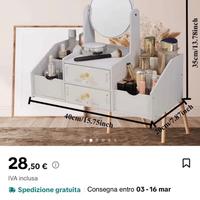 Specchio e organizzazione per trucci, da tavolo
