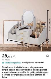 Specchio e organizzazione per trucci, da tavolo