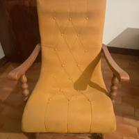 sedia poltrona a dondolo giallo senape vintage 60