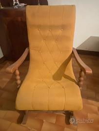 sedia poltrona a dondolo giallo senape vintage 60