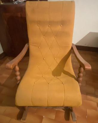 sedia poltrona a dondolo giallo senape vintage 60