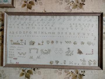 Antico ricamo alfabetico del 1877 – pezzo unico da