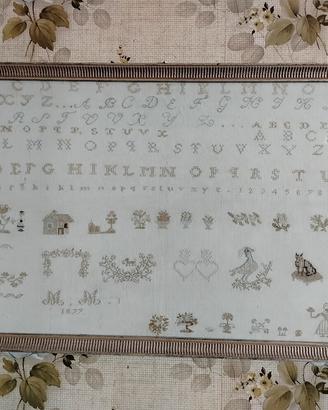 Antico ricamo alfabetico del 1877 – pezzo unico da