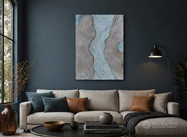 Tela materica "Crystal River", dipinta a mano