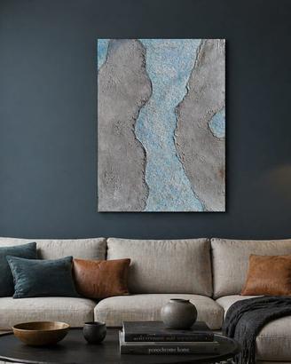 Tela materica "Crystal River", dipinta a mano