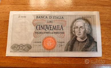 5000 lire Colombo 1 tipo banconota repubblica 