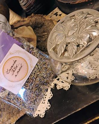 Vaso vintage in vetro ibisco artigianale+ lavanda